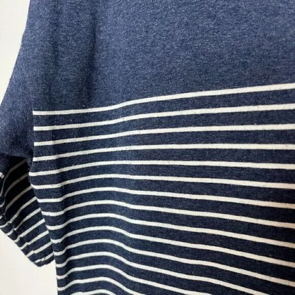 Theory Womens Large Pelloa Engineered Tee T-Shirt Dress Pockets Stripes Navy - Picture 6 of 13